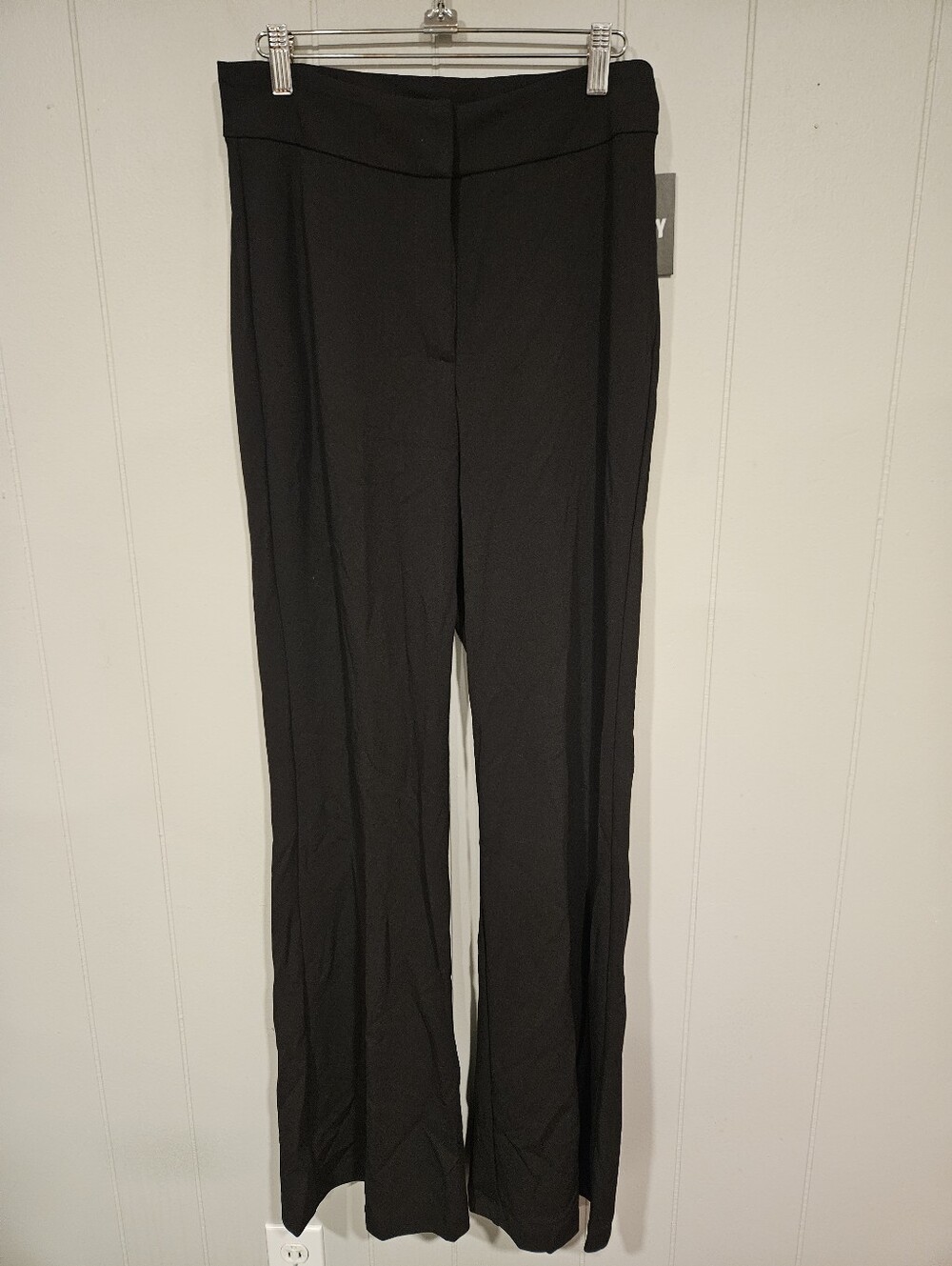 DKNY High Rise Wide Leg Front Pocket Pants Womens 28x35 Size 6 Black Stretch NWT